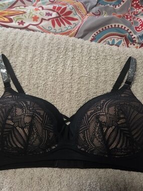 torrid Black Lace Bra with Rhinestone-Embellished Straps